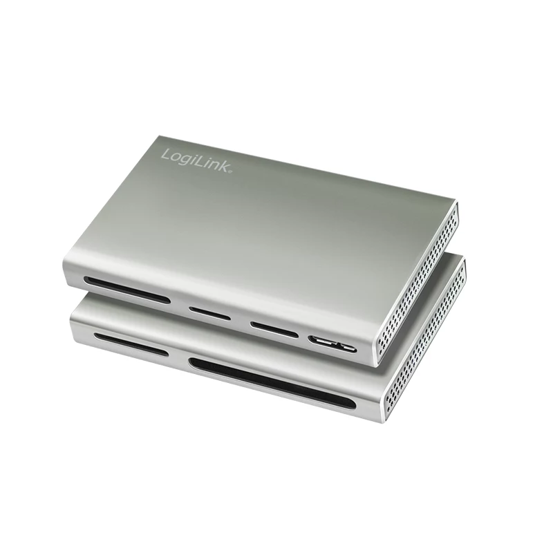 Lector de tarjetas LogiLink USB 3.2 Gen1 5 en 1, carcasa de metal, Plata