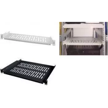 Bandeja fija para rack LogiLink 19 pulgadas 1U, 300 mm de profundidad, Negro RAL 9005, acero, máx. 15 kg
