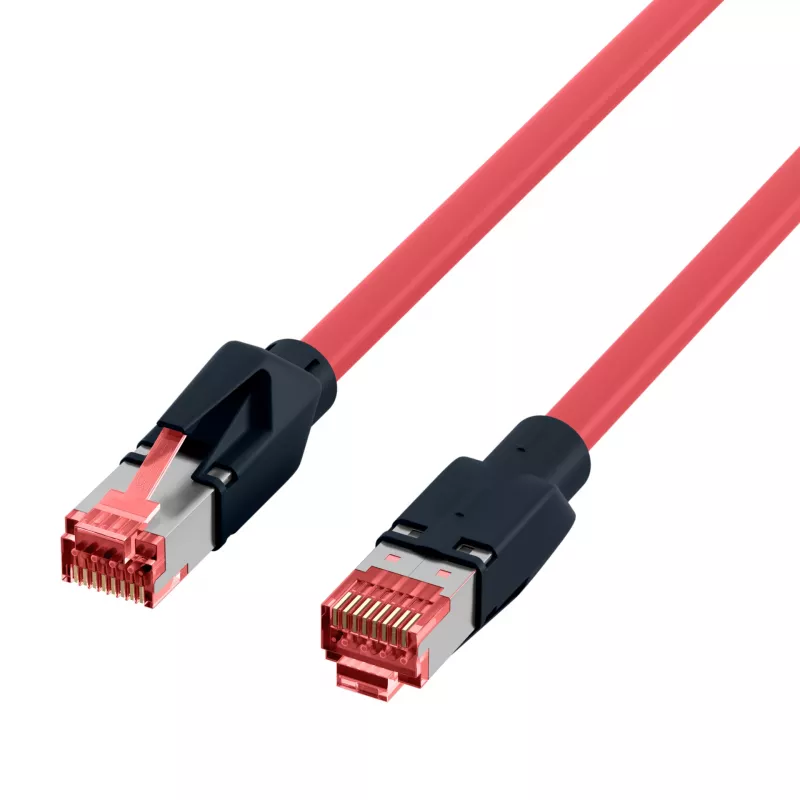 Cable patch industrial EFB Elektronik K8048PUI30 RJ45 Cat.6A S/FTP PUR, Draka UC900 TM21, cubierta resistente al aceite y UV, 4x2 x AWG26/7, 30 m, rojo