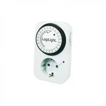 Temporizador mecánico LogiLink ET0001, programable diariamente, 16A/3680W, 230V, Type-F Schuko, Blanco