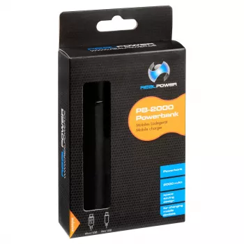 RealPower PB2000 batería externa de aluminio 2000 mAh, negra