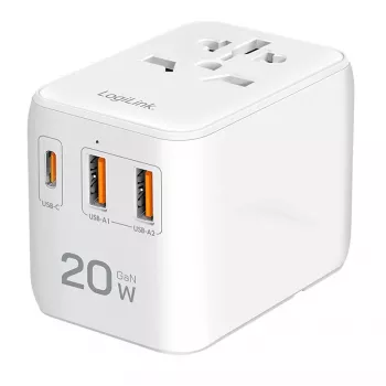 LogiLink PA0356 cargador de viaje USB-A/C 20W GaN 3 puertos blanco