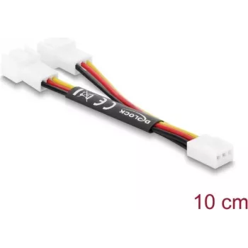 Delock cable en Y para ventilador 1 x conector hembra de 3 pines a 2 x conector macho de 3 pines 10 cm