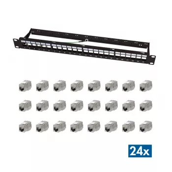 LogiLink panel de parcheo modular Keystone 24 puertos Cat.6A, 19