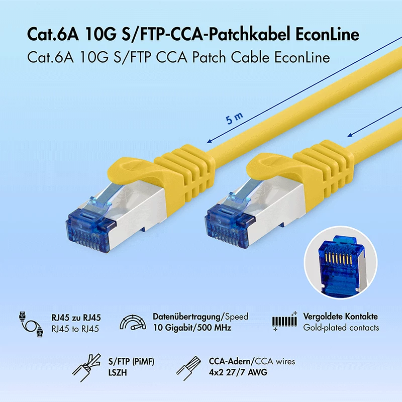 LogiLink Cat.6A S/FTP LSZH cable de red, CCA, 5m, amarillo, EconLine