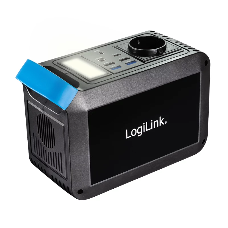 LogiLink estación de energía portátil 200W, 148Wh Li-ion, onda sinusoidal pura, USB-C PD 45W, luz LED