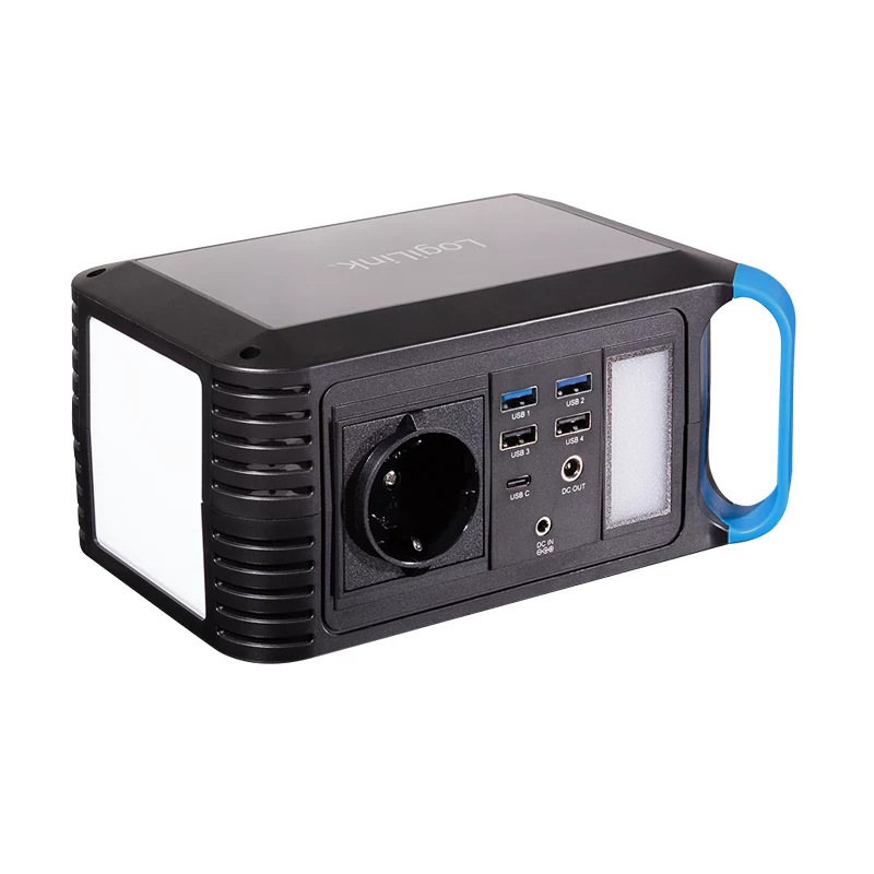 LogiLink estación de energía portátil 200W, 148Wh Li-ion, onda sinusoidal pura, USB-C PD 45W, luz LED