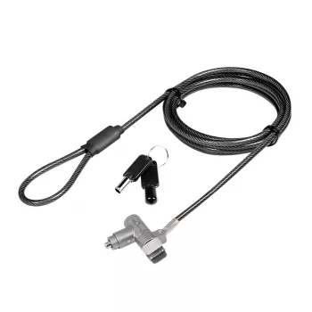 LogiLink NBS015 candado universal con llave para portátiles, ultrabooks, MacBook Pro y tablets – cable de acero galvanizado, 2 m, negro/plata