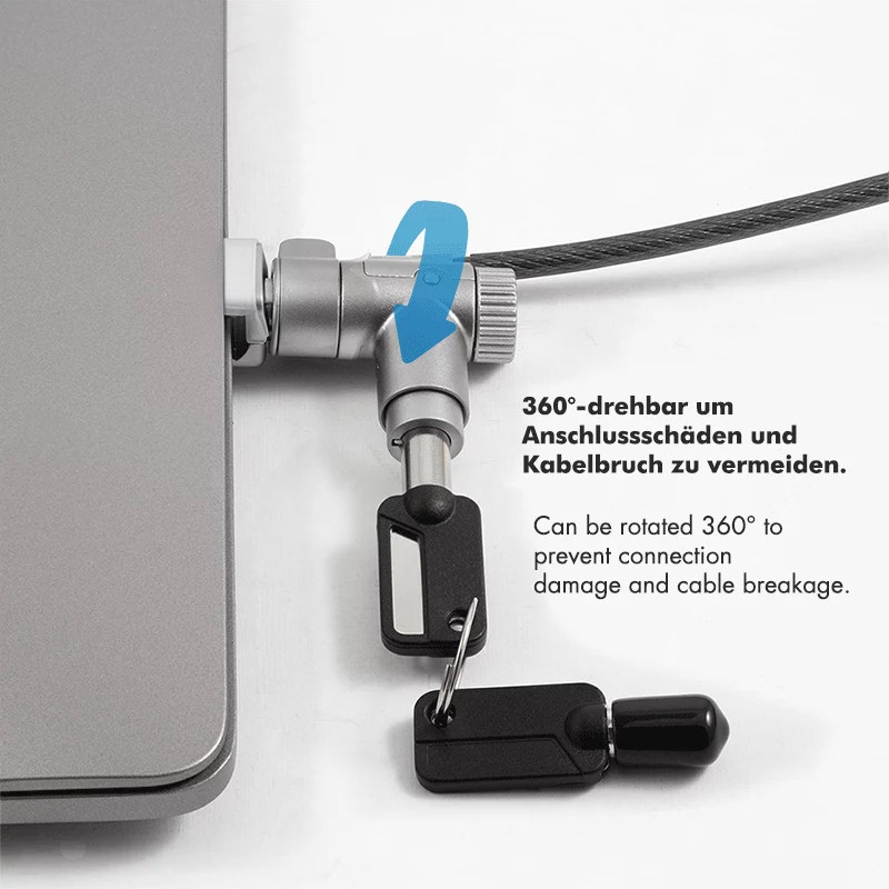 LogiLink NBS015 candado universal con llave para portátiles, ultrabooks, MacBook Pro y tablets – cable de acero galvanizado, 2 m, negro/plata