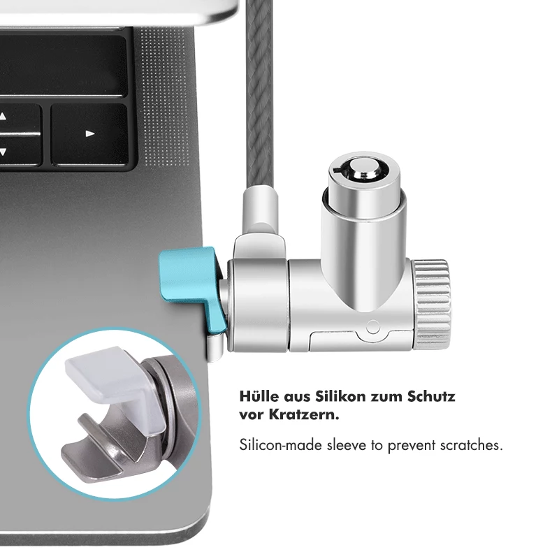 LogiLink NBS015 candado universal con llave para portátiles, ultrabooks, MacBook Pro y tablets – cable de acero galvanizado, 2 m, negro/plata