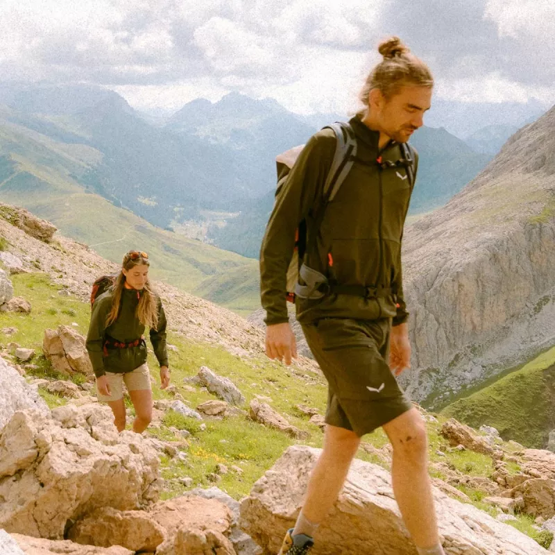 Salewa Puez Cammino sudadera polar con cremallera completa para hombre verde oscuro