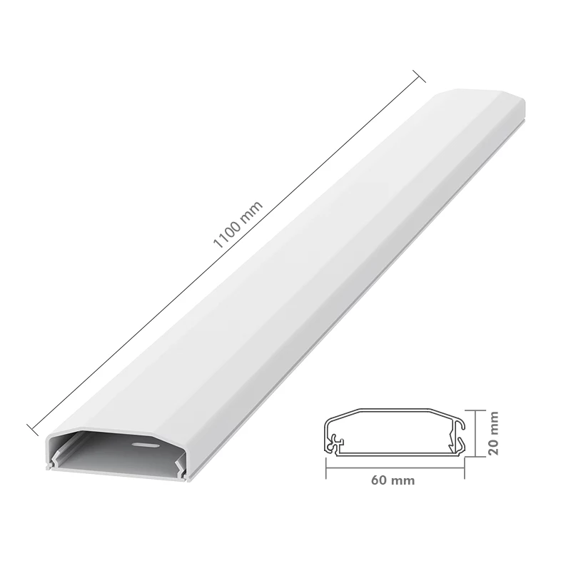 LogiLink canaleta de cables, PVC, 750 x 60 x 20 mm, blanco, autoadhesiva, con tapa de clic