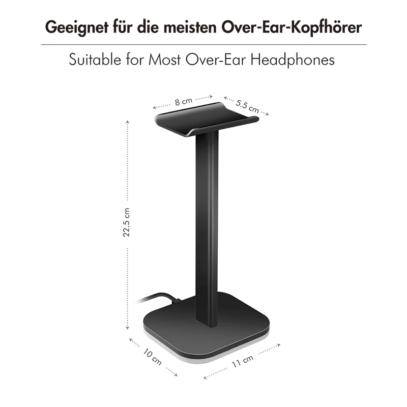 LogiLink soporte para auriculares con luz RGB, negro