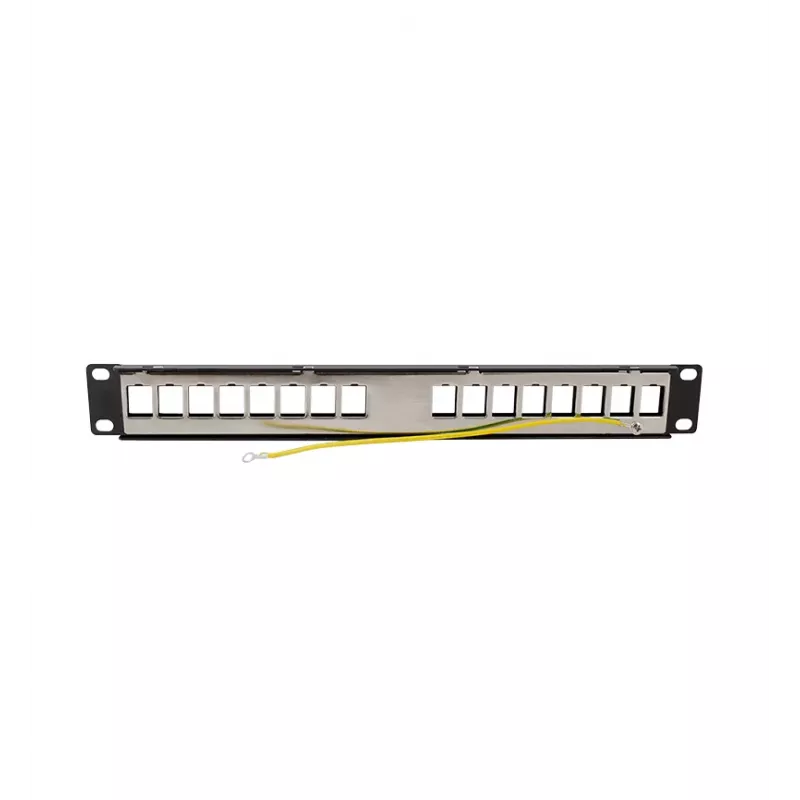 LOGILINK Patchpanel modular 16 puertos Cat.6A Keystone, 19/1U, con 3 anillos para cables, negro