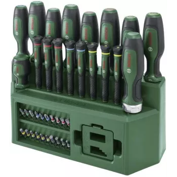 BOSCH juego mixto de 39 destornilladores con soporte, verde/negro
