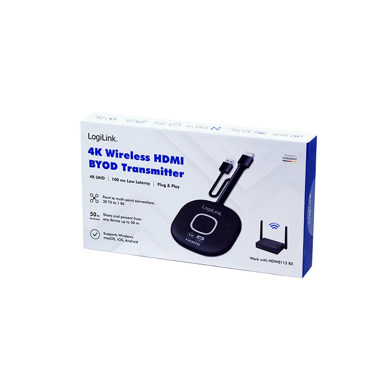 LogiLink Wireless HDMI unidad transmisora BYOD para HDW0112, 1080p@60Hz, 50m de alcance, Plug & Play