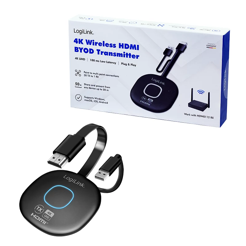 LogiLink Wireless HDMI unidad transmisora BYOD para HDW0112, 1080p@60Hz, 50m de alcance, Plug & Play