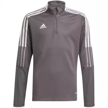 adidas Tiro 21 top de entrenamiento sudadera juvenil gris Four GM7321 116cm