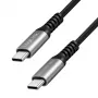 LogiLink cable USB 2.0 Type-C a Type-C, 240W PD, 480 Mbps, trenzado de nailon, conector metálico, negro/plata, 1 m