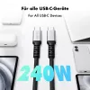LogiLink cable USB 2.0 Type-C a Type-C, 240W PD, 480 Mbps, trenzado de nailon, conector metálico, negro/plata, 1 m