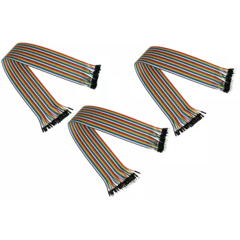 Kabelmeister Set de cables jumper de 40 pines, 3 cintas (macho-macho, hembra-hembra, macho-hembra), 20 cm, 24 AWG, colores del arcoíris, para Arduino, Raspberry Pi, breadboard