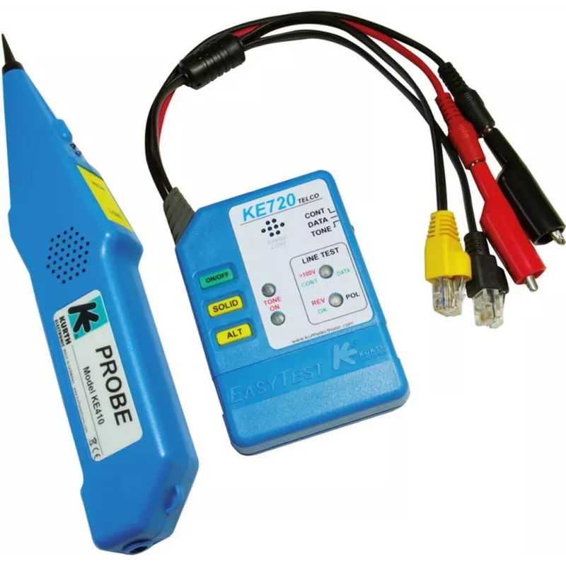 Kurth Electronic KE 701 Comprobador de cables de red con generador de tonos, RJ45/RJ11/Coax, protección 240V