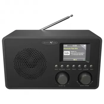Reflexion HRA1824DAB+ Radio despertador DAB+ y FM con Bluetooth, doble alarma, carcasa de madera - Negro