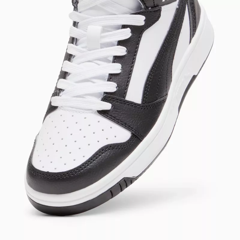 Puma Rebound V6 Mid Zapatillas Niños Blanco Negro 393831 01 Talla 38.5