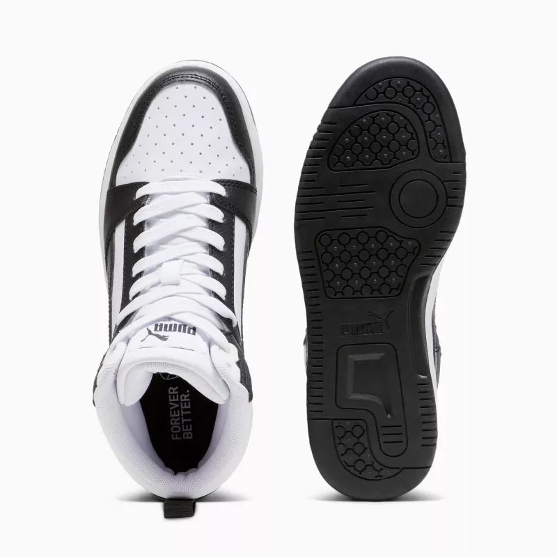 PUMA Rebound V6 Mid Zapatillas Niños Blanco Negro 393831 01 Talla 39