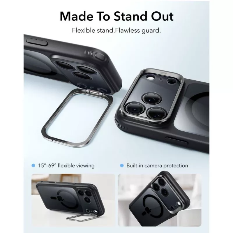 ESR Classic Hybrid Kickstand Funda MagSafe para iPhone 17 Pro / 18 Pro Transparente/Negro