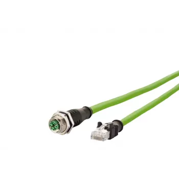 METZ CONNECT 142M2X25100 Cable Ethernet industrial - 10 m Cat 6a S/FTP, conector macho M12 X-codificado a conector macho RJ45, libre de halógenos Verde