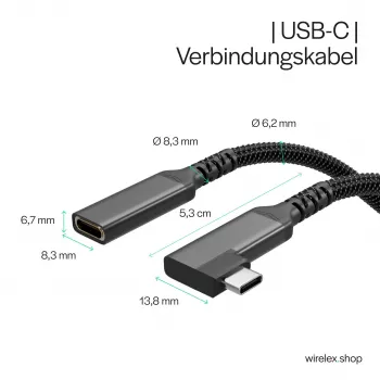 ShiverPeaks Cable de extensión USB-C USB-C/C 3.2 PD 90° - Cable - Digital/Datos