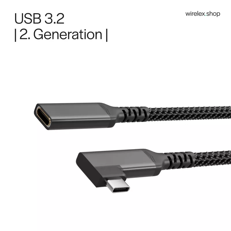 ShiverPeaks Cable de extensión USB-C USB-C/C 3.2 PD 90° - Cable - Digital/Datos