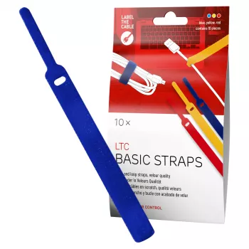 LABEL THE CABLE LTC BASIC STRAPS Bridas de cable de velcro, 17 cm, pack de 10, multicolor (azul, amarillo, rojo)