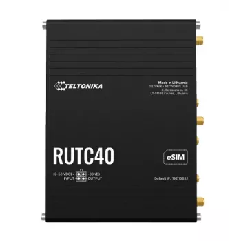 Router industrial Teltonika Networks RUTC40 4G LTE Cat 6 Wi-Fi 5 dual band Gigabit con doble SIM, GNSS, fuente de alimentación UK