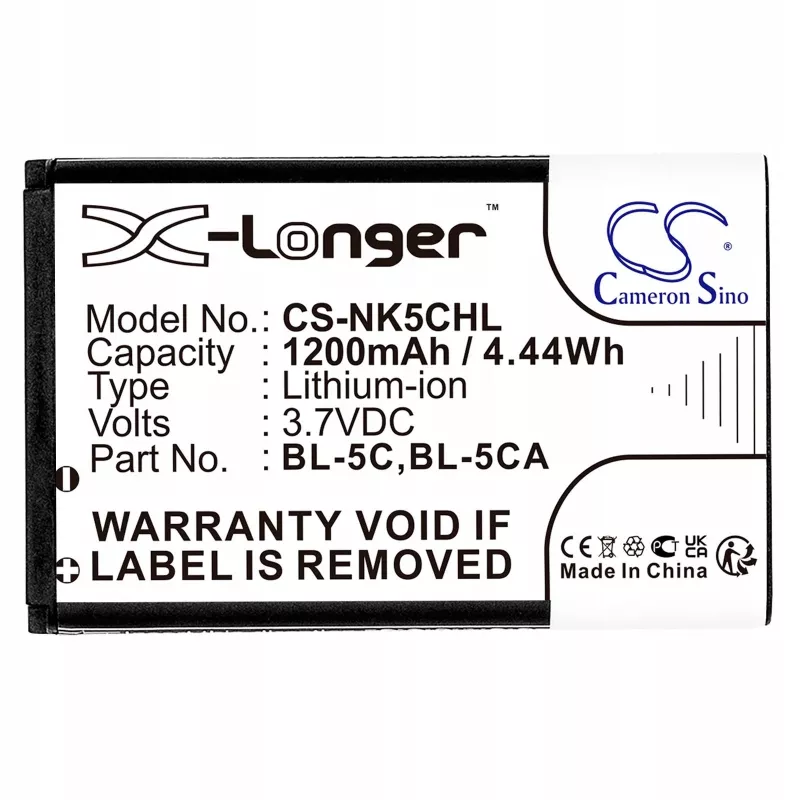 Batería de Li-ion Cameron Sino 1200mAh para Nokia BL-5C, BL-5CA, Teltonika, Lark BL-6SP