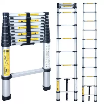 Escalera telescópica BL-T380 380 cm, 13 peldaños, aluminio, EN131, 150 kg