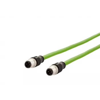 METZ CONNECT cable de parcheo Ethernet industrial M12 codificado D, 4 polos conector macho a 4 polos conector macho, 5m, PUR verde