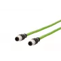 METZ CONNECT cable de parcheo Ethernet industrial M12 codificado D, 4 polos conector macho a 4 polos conector macho, 5m, PUR verde