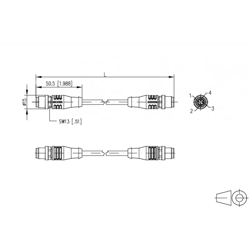 METZ CONNECT cable de parcheo Ethernet industrial M12 codificado D, 4 polos conector macho a 4 polos conector macho, 5m, PUR verde