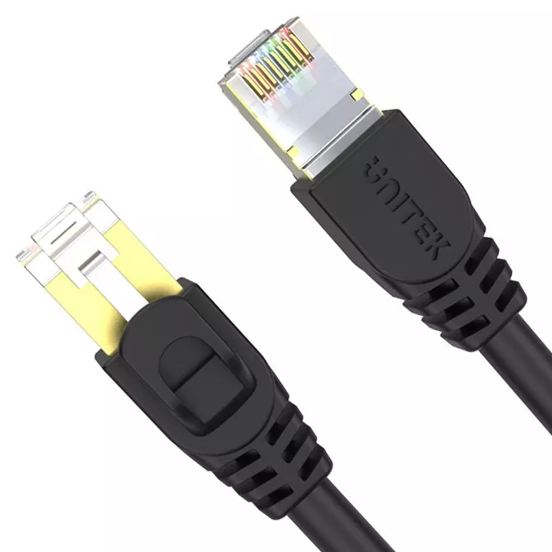 UNITEK Cable de red Cat.7 S/FTP 2,0 m, 10 Gbit/s, 600 MHz, conectores RJ45 dorados, Negro