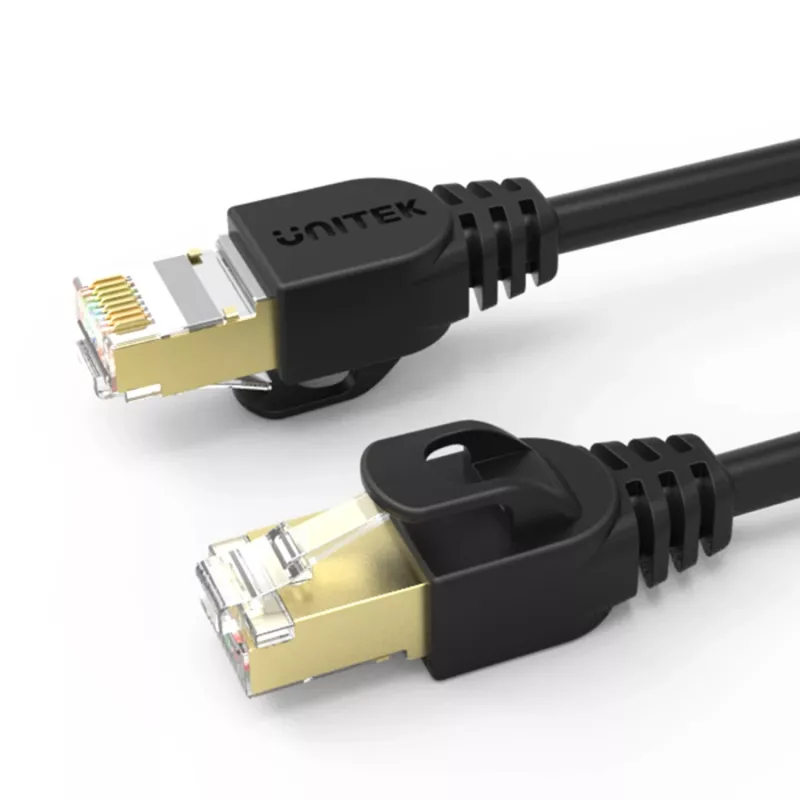 UNITEK Cable de red Cat.7 S/FTP 2,0 m, 10 Gbit/s, 600 MHz, conectores RJ45 dorados, Negro
