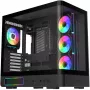 Fortron M581 caja semitorre, negra, cristal templado panorámico, 4 ventiladores ARGB