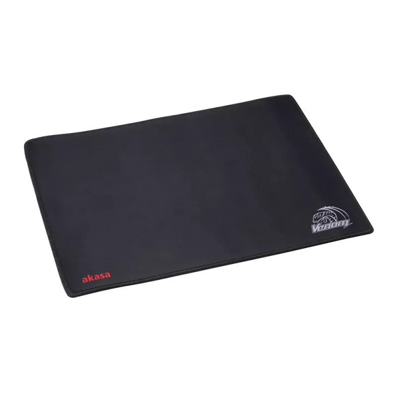 Akasa Venom alfombrilla de ratón gaming – superficie microtexturizada, base de goma antideslizante, bordes cosidos, 3 mm de grosor, negra con acentos amarillo/verde