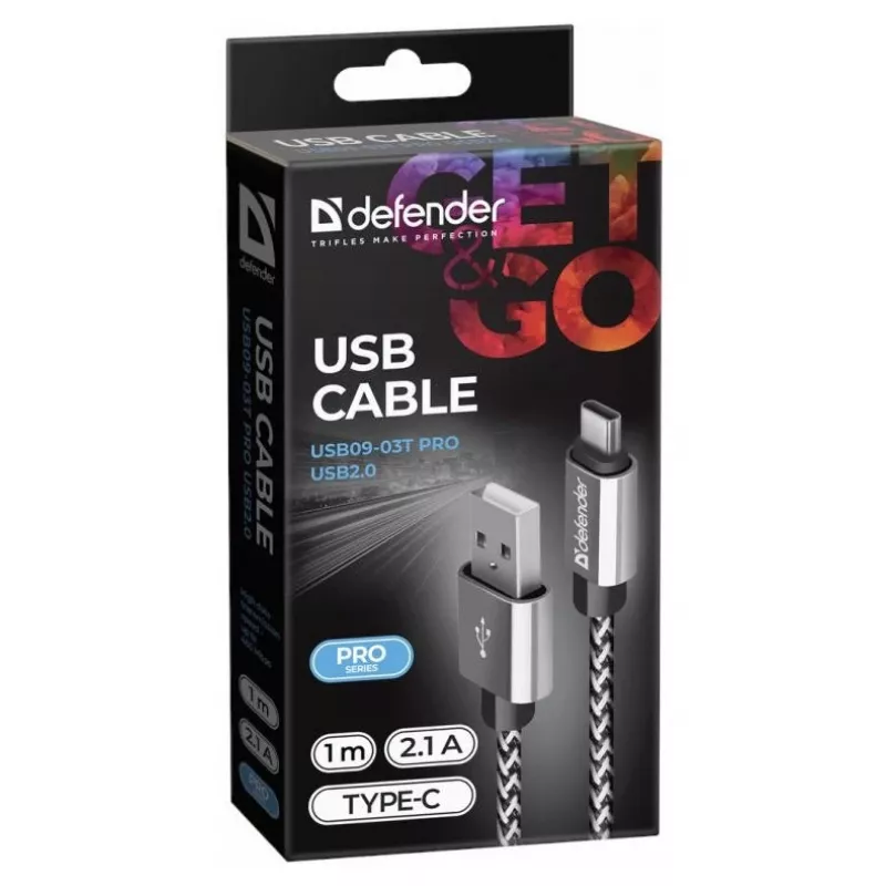Defender cable USB-A a Lightning 1,0m 2,1A blanco