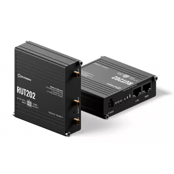 Teltonika Networks RUT202 router 4G LTE Wi-Fi, Dual-SIM, 2x Ethernet, montaje en carril DIN/pared, aluminio