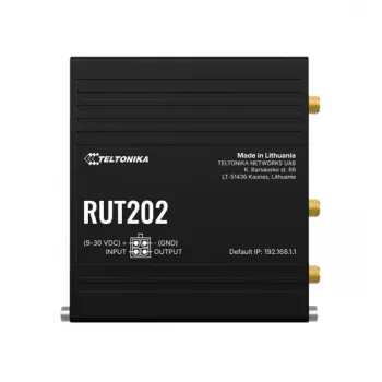 Teltonika Networks RUT202 router 4G LTE Wi-Fi, Dual-SIM, 2x Ethernet, montaje en carril DIN/pared, aluminio
