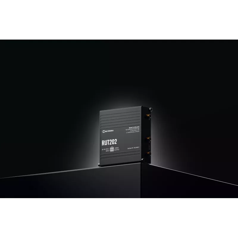 Teltonika Networks RUT202 router 4G LTE Wi-Fi, Dual-SIM, 2x Ethernet, montaje en carril DIN/pared, aluminio