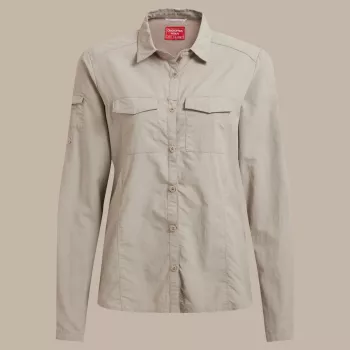 Craghoppers NosiLife Adventure LS Shirt III mujer camisa de viaje - Soft Mushroom, XS