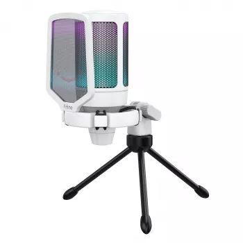 FIFINE A6V AMPLIGAME micrófono USB de condensador para estudio RGB, cardioide, blanco